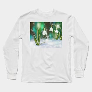 Snowdrops with Fairy Footprints Long Sleeve T-Shirt